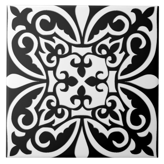 Marokkanische Fliese - Schwarzes mit weißem (Vorderseite)