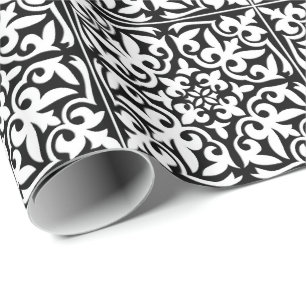 Marokkanische Fliese - Schwarzes mit weißem Geschenkpapier