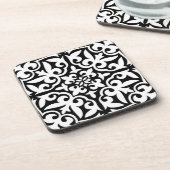 Marokkanische Fliese - Schwarzes mit weißem Getränkeuntersetzer (Linke Seite)