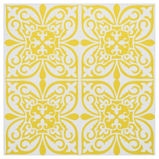 Marokkanische Fliese - Senfgelb und -WEISS Stoff (Muster)