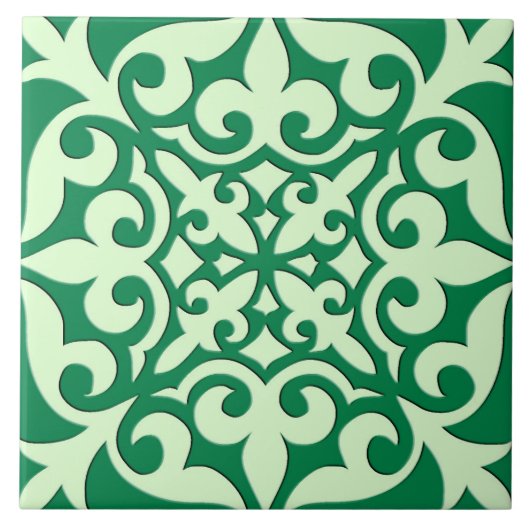 Marokkanische Fliese - Smaragd- und hellgrün (Vorderseite)