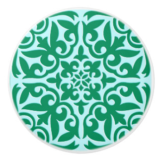 Marokkanische Fliese - Türkis und Aqua Keramikknauf