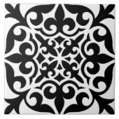 Marokkanische Fliese - Weiß mit schwarzem (Vorderseite)