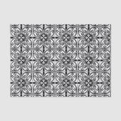 Marokkanische Fliese - Weiß mit schwarzem Seidenpapier (Vorderseite)