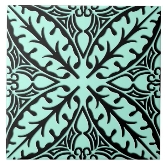 Marokkanische Fliesen - Aqua blau und schwarz (Vorderseite)