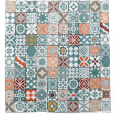 marokkanische Fliesen - blau und braun Duschvorhang (Vorderseite)