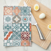 marokkanische Fliesen - blau und braun Geschirrtuch (Viertel Falte)