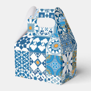 marokkanische Fliesen - blau und orange Geschenkschachtel