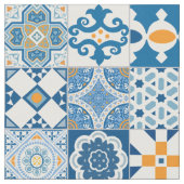 marokkanische Fliesen - blau und orange Stoff (Nahaufnahme)