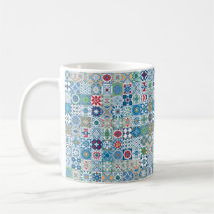 marokkanische Fliesen - blau und rot Kaffeetasse