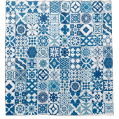 marokkanische Fliesen - blau-weiß Duschvorhang (Vorderseite)