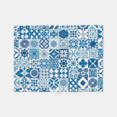 marokkanische Fliesen - blau-weiß Fleecedecke (Vorderseite (Horizontal))