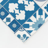 marokkanische Fliesen - blau-weiß Fleecedecke (Ecke)