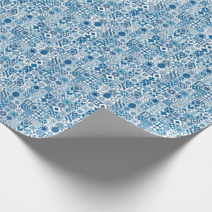 marokkanische Fliesen - blau-weiß Geschenkpapier