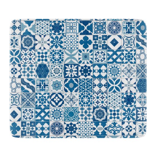 marokkanische Fliesen - blau-weiß Schneidebrett (Vorderseite)