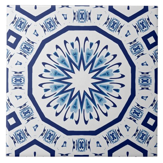 marokkanische Fliesen, blaue Fliesen, Multimedia-D Fliese (Vorderseite)