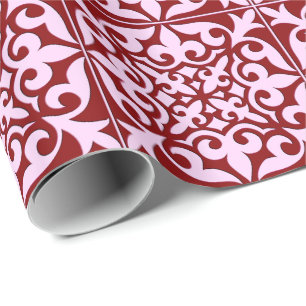 marokkanische Fliesen - bordeauxrot und rosa Geschenkpapier