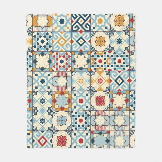 marokkanische Fliesen, buntes, nahtloses Muster. Fleecedecke (Vorderseite)