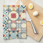 marokkanische Fliesen, buntes, nahtloses Muster. Geschirrtuch (Viertel Falte)