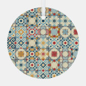 marokkanische Fliesen, buntes, nahtloses Muster. Ornament Aus Glas (Rückseite)