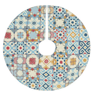 marokkanische Fliesen, buntes, nahtloses Muster. Polyester Weihnachtsbaumdecke