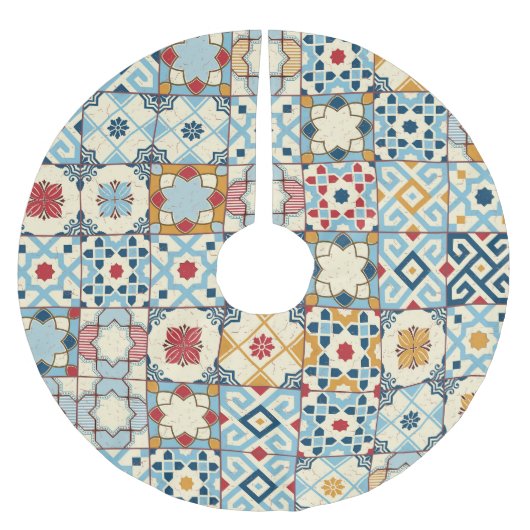 marokkanische Fliesen, buntes, nahtloses Muster. Polyester Weihnachtsbaumdecke (Vorderseite)