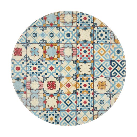 marokkanische Fliesen, buntes, nahtloses Muster. Schneidebrett (Vorderseite)