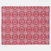 marokkanische Fliesen - dunkelrot und weiß Fleecedecke (Vorderseite (Horizontal))