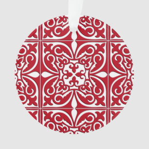 marokkanische Fliesen - dunkelrot und weiß Ornament