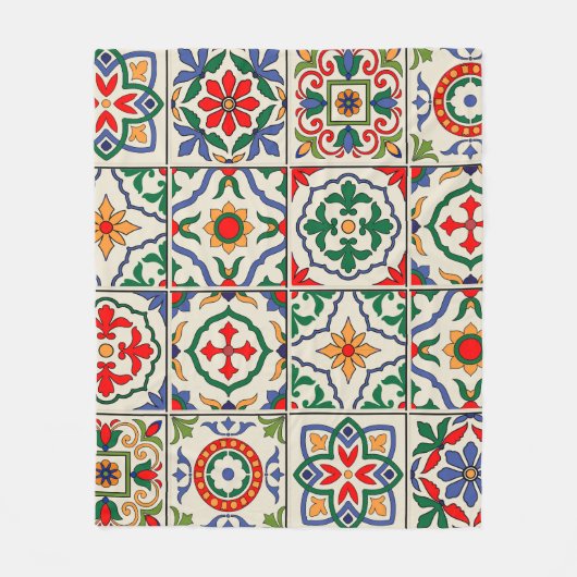 marokkanische Fliesen: farbenfrohes, nahtloses Mus Fleecedecke (Vorderseite)