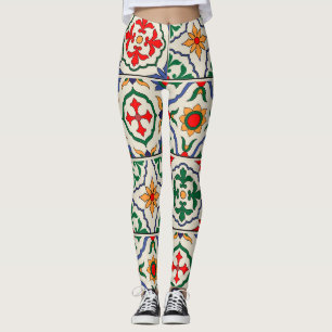 marokkanische Fliesen: farbenfrohes, nahtloses Mus Leggings