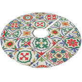 marokkanische Fliesen: farbenfrohes, nahtloses Mus Polyester Weihnachtsbaumdecke (Schrägansicht)