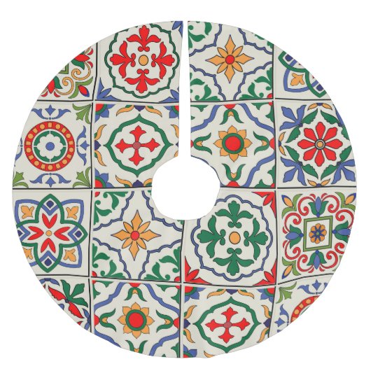 marokkanische Fliesen: farbenfrohes, nahtloses Mus Polyester Weihnachtsbaumdecke (Vorderseite)