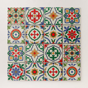 Marokkanische Fliesen: Farbige nahtlose Muster. Puzzle