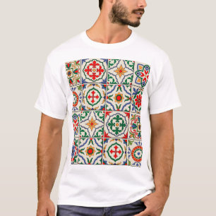 Marokkanische Fliesen: Farbige nahtlose Muster. T-Shirt