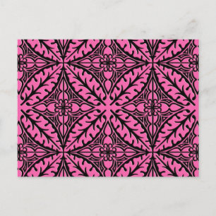 Marokkanische Fliesen - Fuchsia Rosa und Schwarz Postkarte