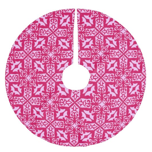 Marokkanische Fliesen - Fuchsien und hellrosa Polyester Weihnachtsbaumdecke (Vorderseite)