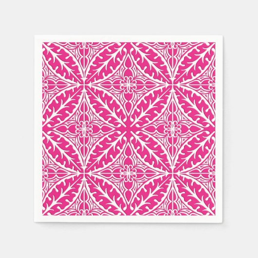 marokkanische Fliesen - fuchsienrosa und weiß Serviette (Vorderseite)