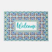 marokkanische Fliesen Inspiriert Design Willkommen Fußmatte (Vorderseite)