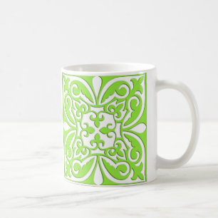 Marokkanische Fliesen - Kalkgrün und Weiß Kaffeetasse