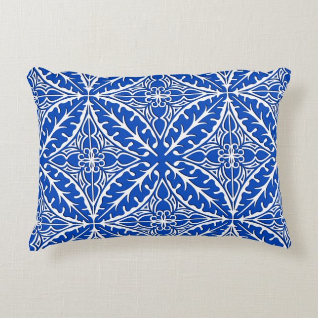 Marokkanische Fliesen - Kobaltblau und -WEISS Dekokissen (Vorderseite)