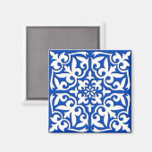 marokkanische Fliesen - Kobaltblau und weiß Magnet (Vorderseite/Rückseite)