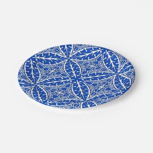 Marokkanische Fliesen - Kobaltblau und -WEISS Pappteller (Schrägansicht)