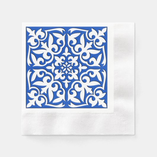 marokkanische Fliesen - Kobaltblau und weiß Serviette (Vorderseite)