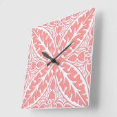 Marokkanische Fliesen - korallenrotes rosa und Quadratische Wanduhr (Winkel)