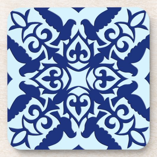 marokkanische Fliesen - Marine und hellblau Untersetzer (Vorderseite)