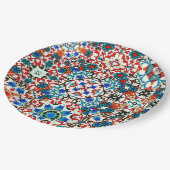 Marokkanische Fliesen, Mosaik, bunte Kunst Pappteller (Schrägansicht)