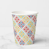 marokkanische Fliesen Muster farbenfroh Pappbecher (Rückseite)