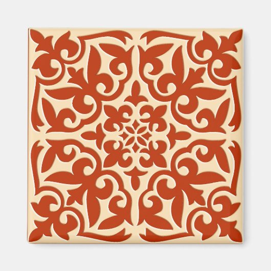 marokkanische Fliesen - orange und pfirsichfarben Magnet (Vorne)