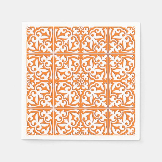 marokkanische Fliesen - orange und weiß Serviette (Vorderseite)